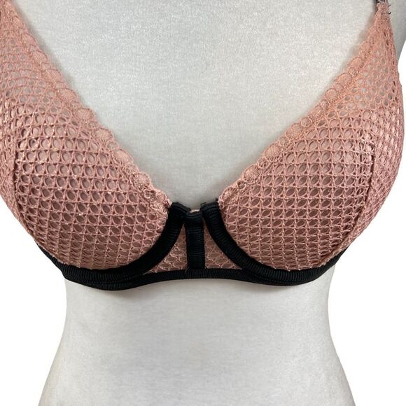 Victoria’s Secret Plunge Padded Pink and Black Push Up Bra Size 32C - Picture 10 of 14